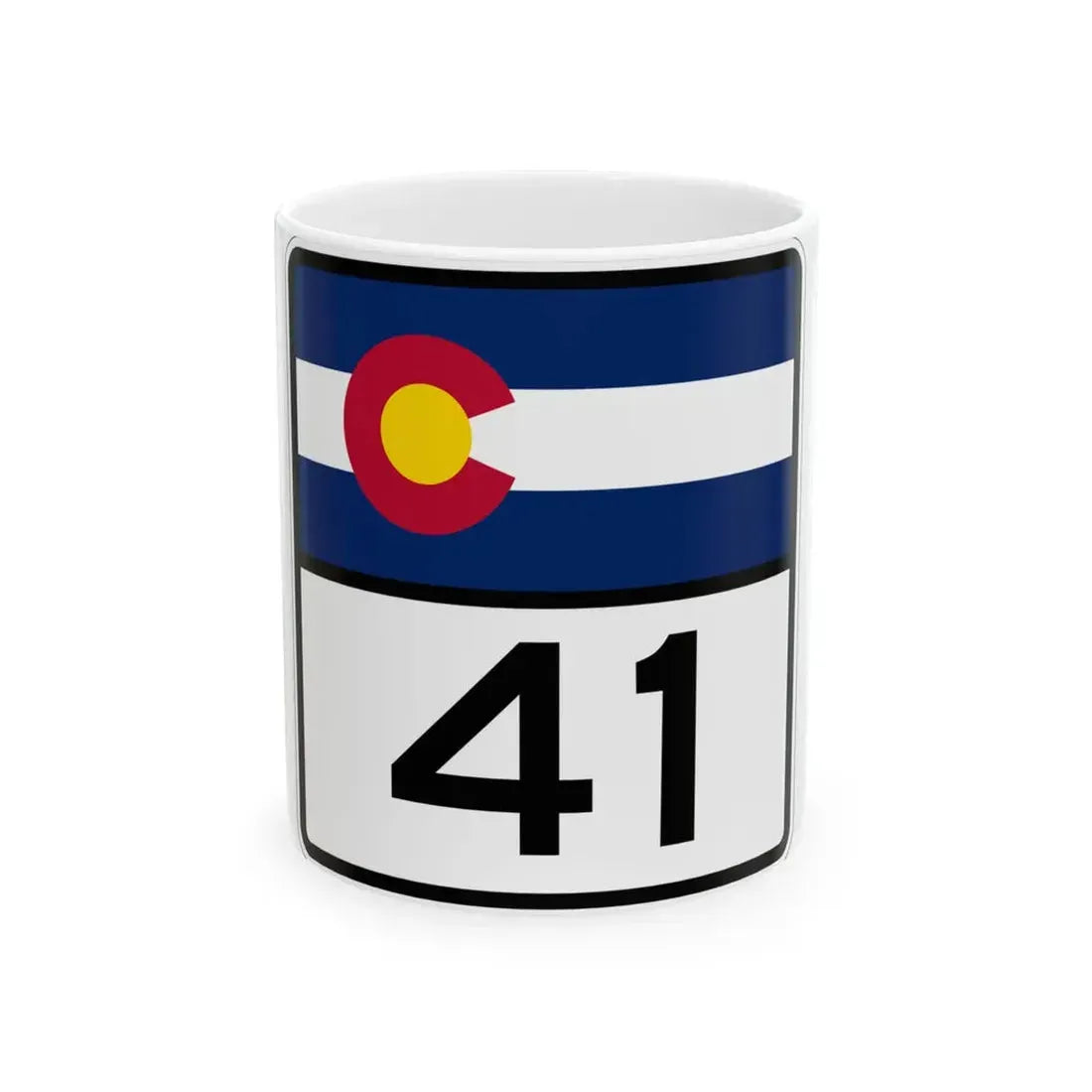 Colorado 41 (Colorado) (Road Sign) White Coffee Mug 11oz - Go Mug Yourself