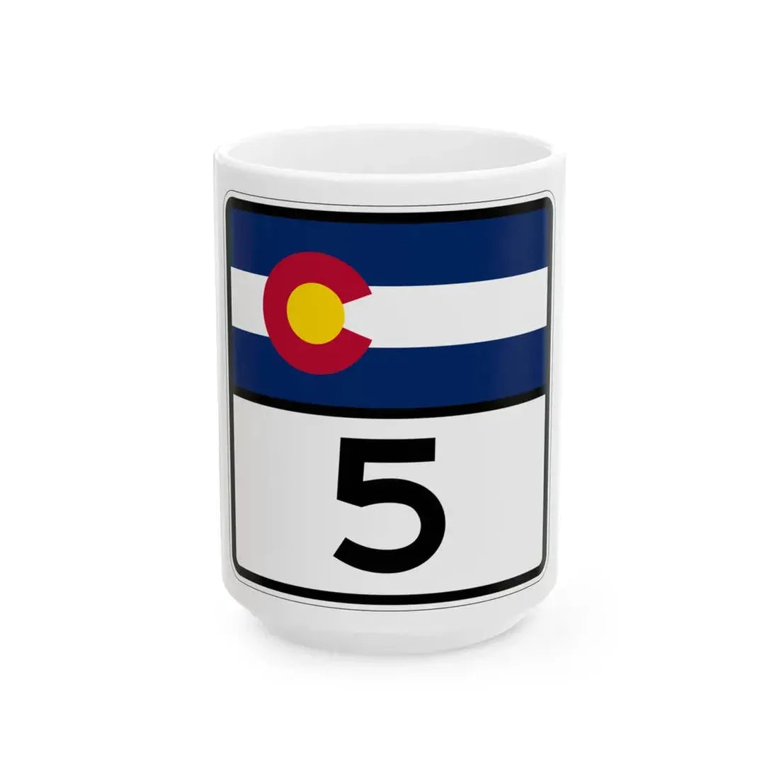 Colorado 5 (Colorado) (Road Sign) White Coffee Mug 15oz - Go Mug Yourself
