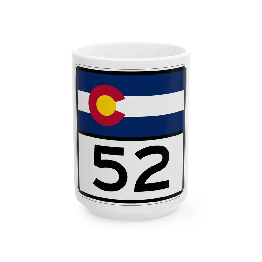 Colorado 52 (Colorado) (Road Sign) White Coffee Mug 15oz - Go Mug Yourself