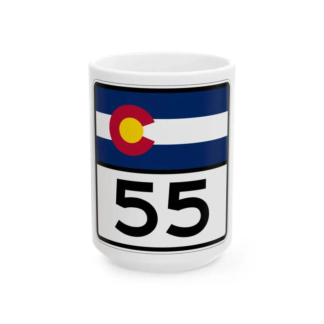 Colorado 55 (Colorado) (Road Sign) White Coffee Mug 15oz - Go Mug Yourself