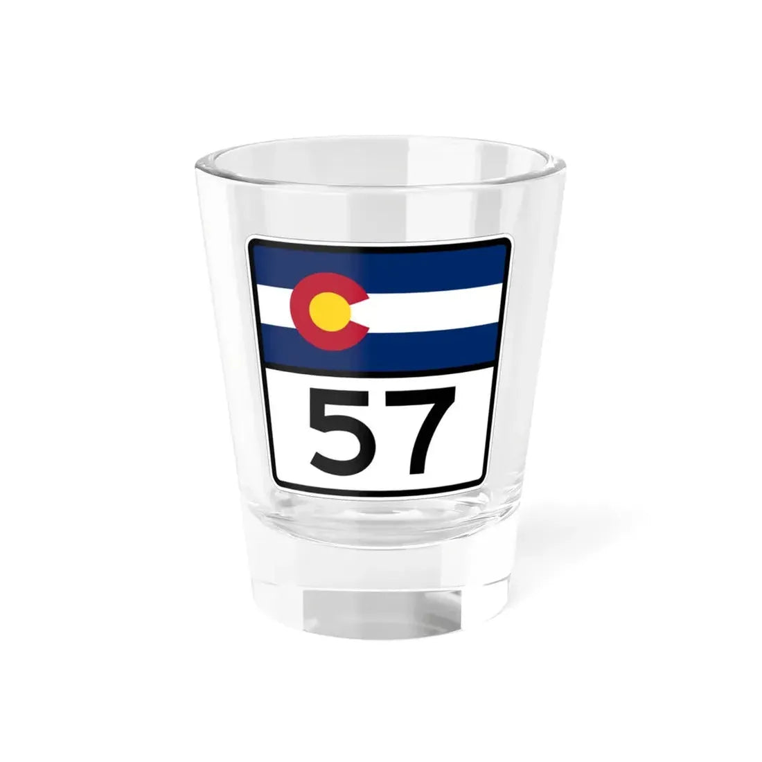 Colorado 57 (Colorado) (Road Sign) Shot Glass 1.5oz 1.5oz - Go Mug Yourself