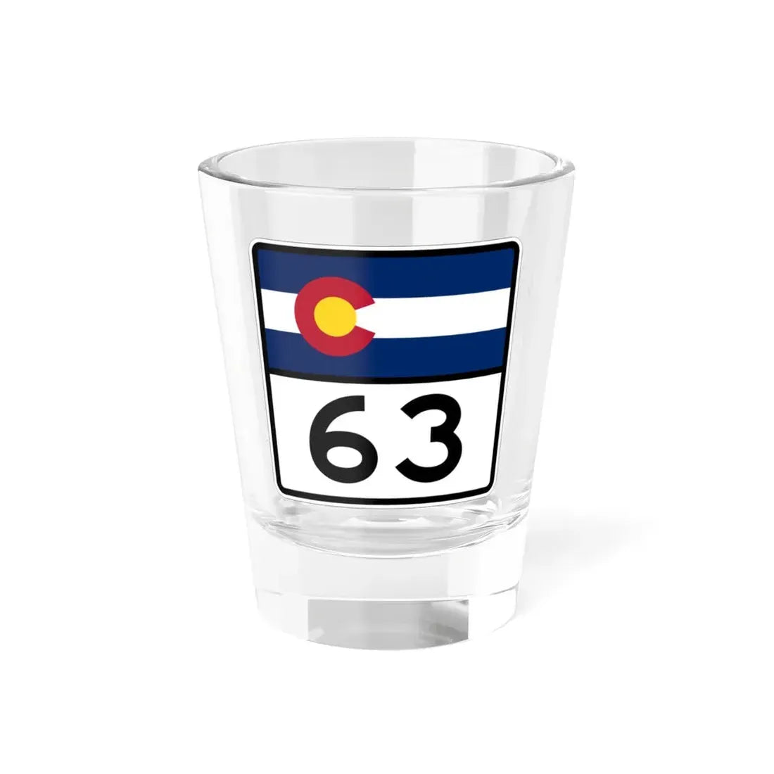 Colorado 63 (Colorado) (Road Sign) Shot Glass 1.5oz 1.5oz - Go Mug Yourself