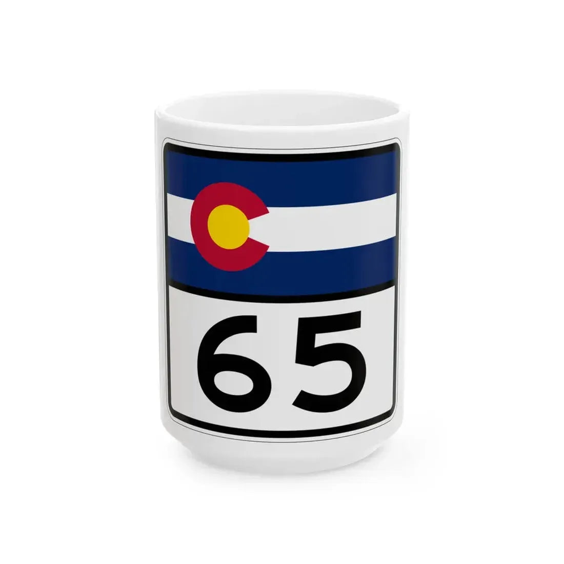 Colorado 65 (Colorado) (Road Sign) White Coffee Mug 15oz - Go Mug Yourself
