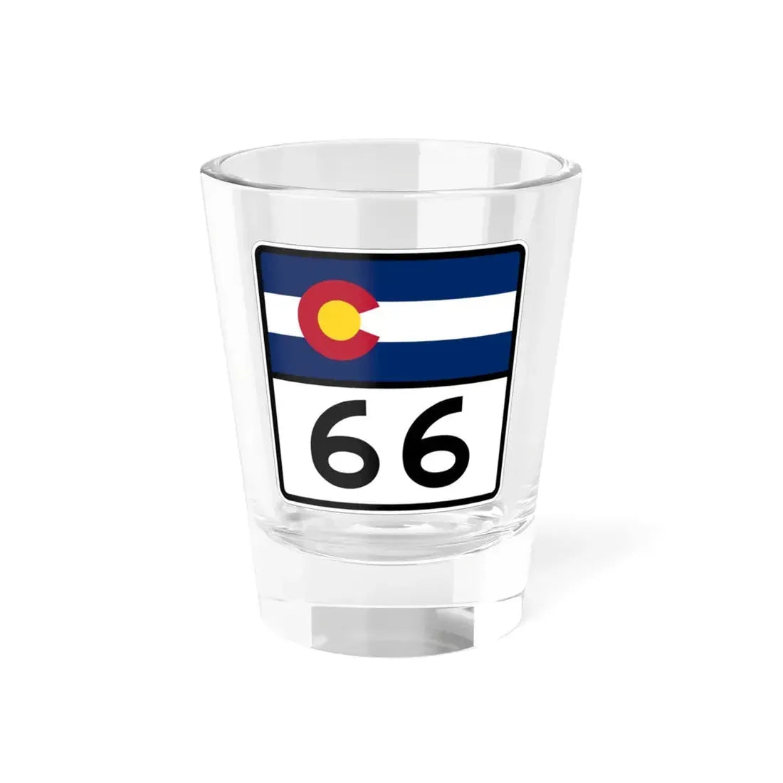Colorado 66 (Colorado) (Road Sign) Shot Glass 1.5oz 1.5oz - Go Mug Yourself