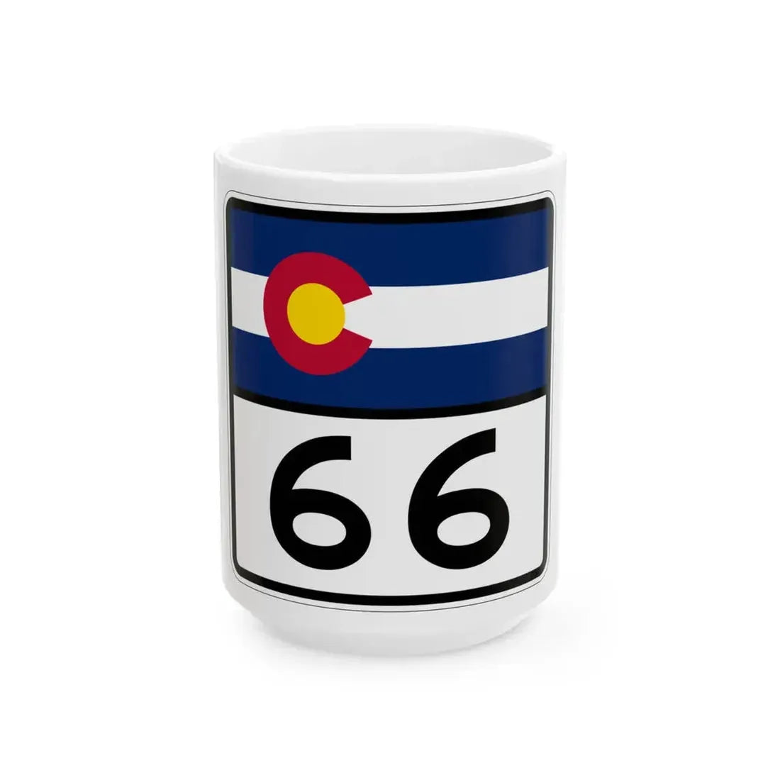 Colorado 66 (Colorado) (Road Sign) White Coffee Mug 15oz - Go Mug Yourself