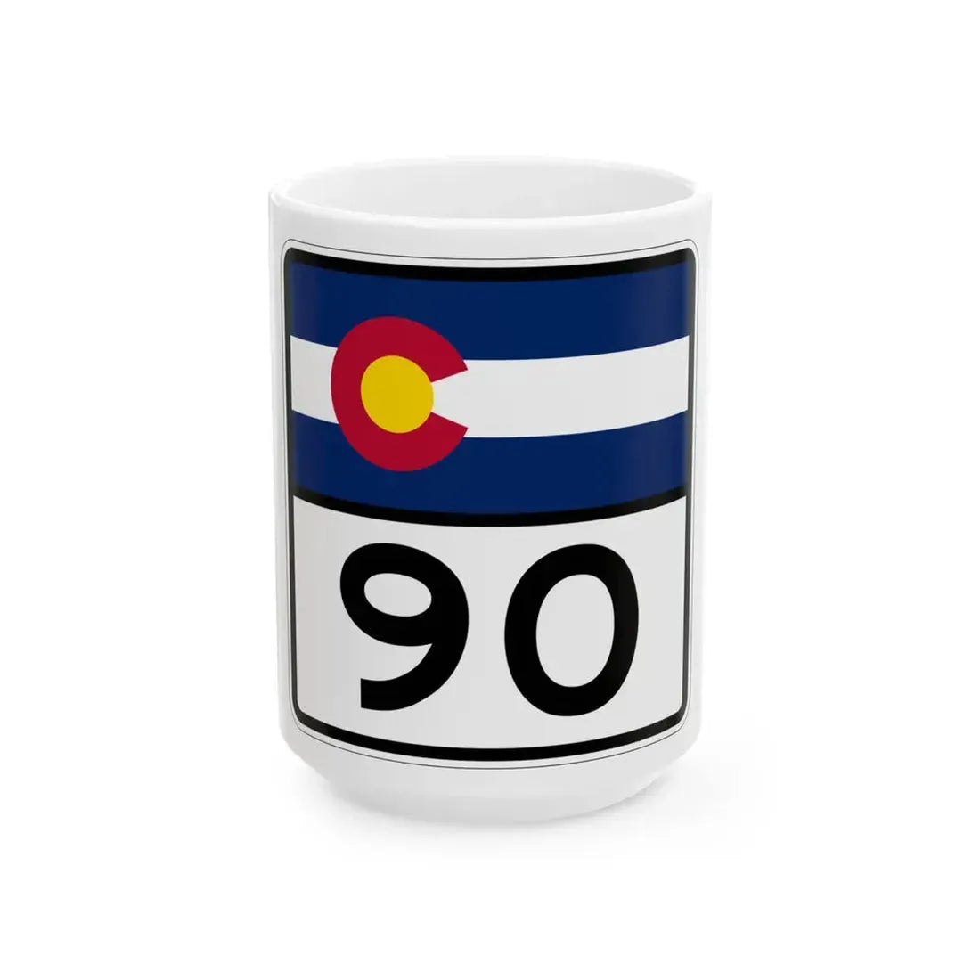 Colorado 90 (Colorado) (Road Sign) White Coffee Mug 15oz - Go Mug Yourself
