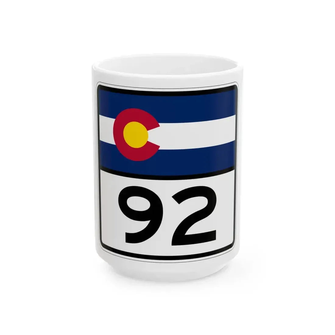 Colorado 92 (Colorado) (Road Sign) White Coffee Mug 15oz - Go Mug Yourself