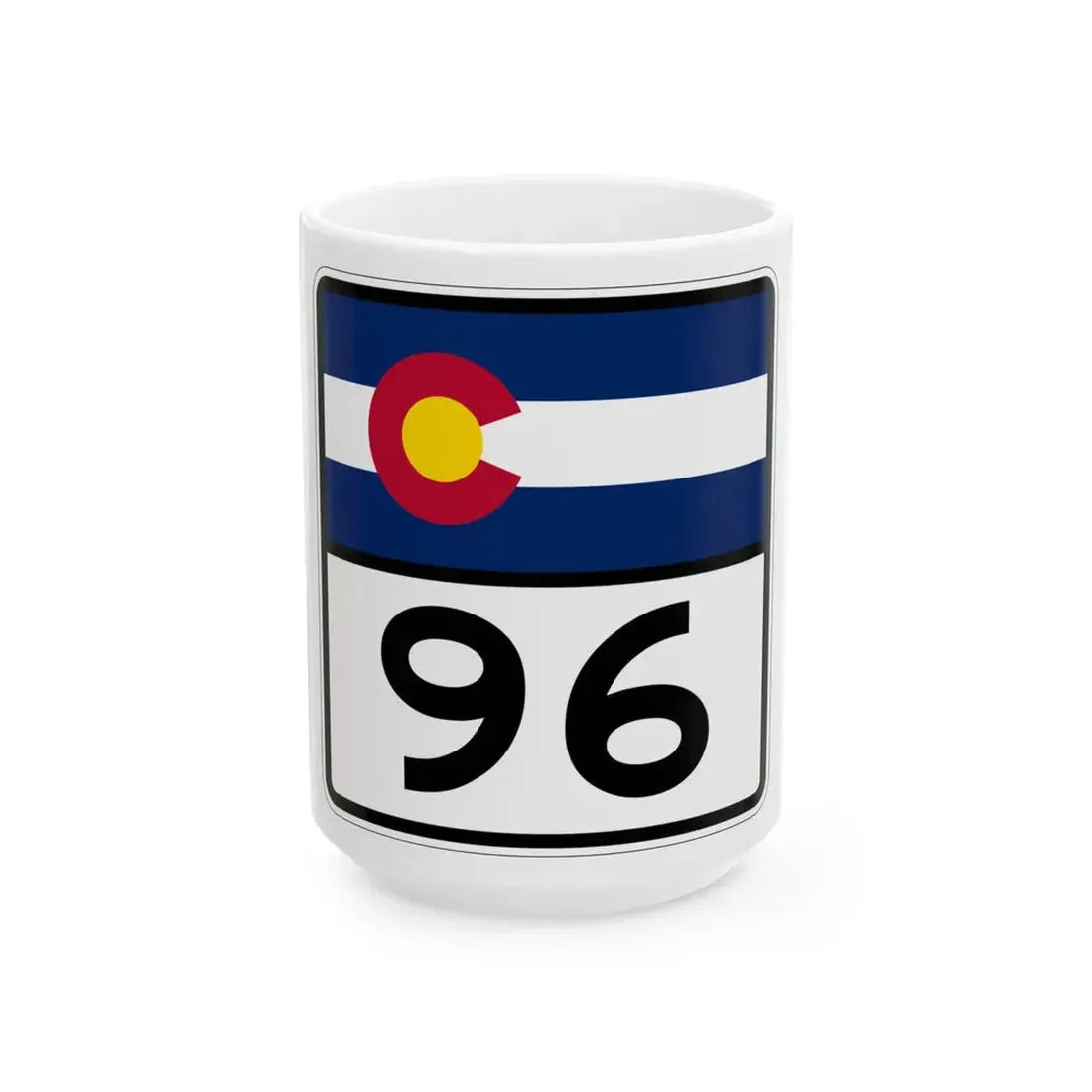 Colorado 96 (Colorado) (Road Sign) White Coffee Mug - Go Mug Yourself