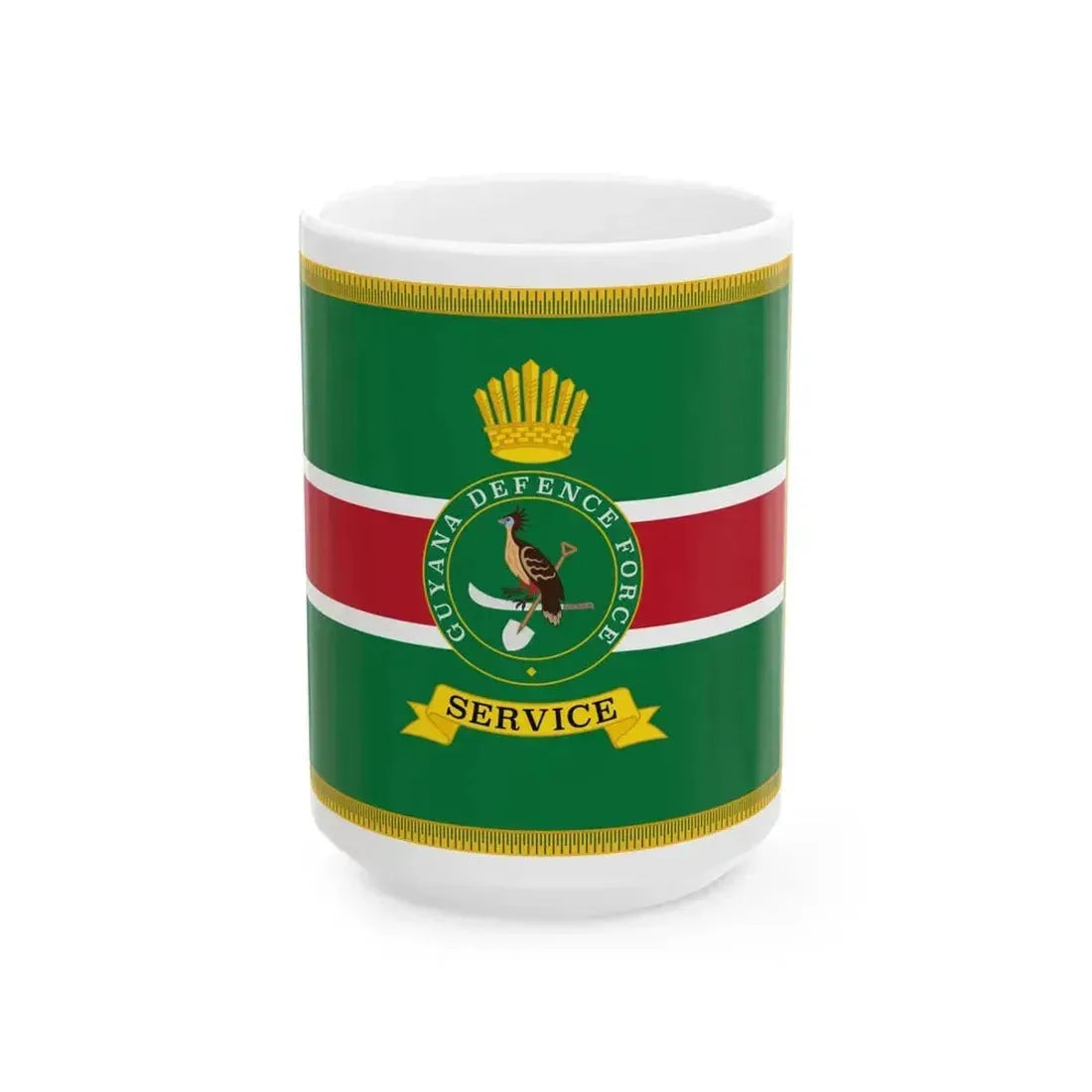 Colour of the Guyana Defence Force Force Colour (Guyana) White Coffee Mug 15oz - Go Mug Yourself
