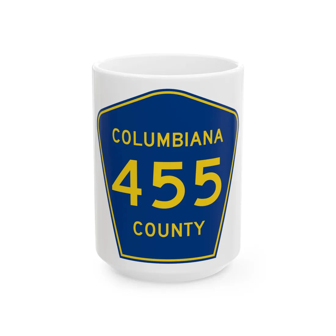 Columbiana County 455 (Ohio) (Road Sign) White Coffee Mug 15oz - Go Mug Yourself