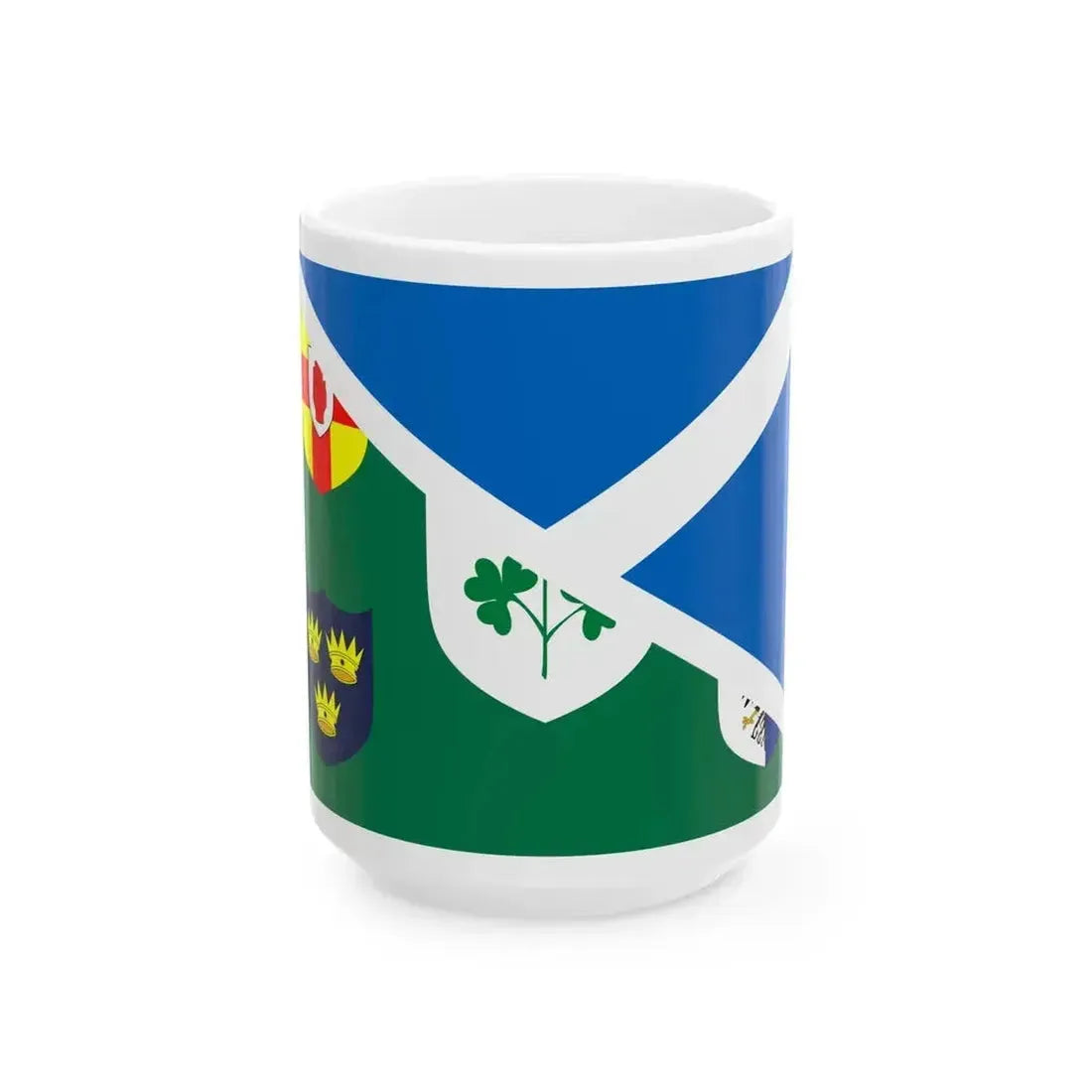 Combined flag of Scotland and Ireland rugby (Ireland) White Coffee Mug 15oz - Go Mug Yourself