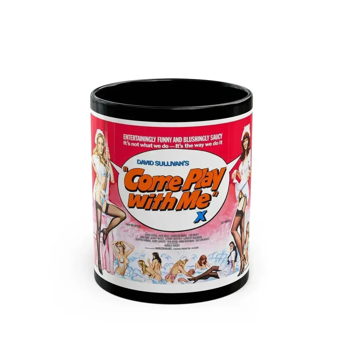 COME PLAY WITH ME 1977 Movie Poster - Black Coffee Mug 11oz - Go Mug Yourself