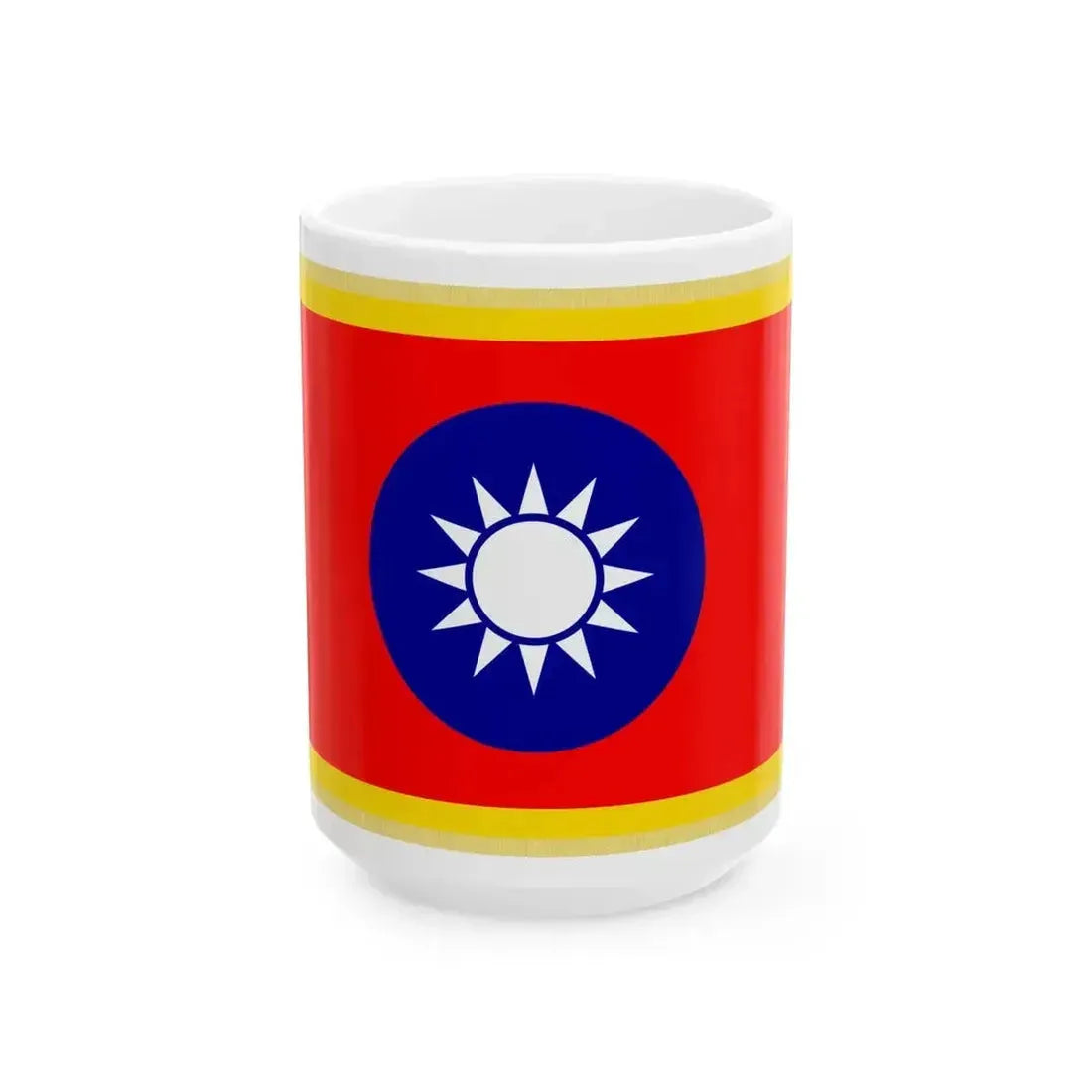 Commander-in-Chief Flag of the Republic of China fringed (China) White Coffee Mug 15oz - Go Mug Yourself