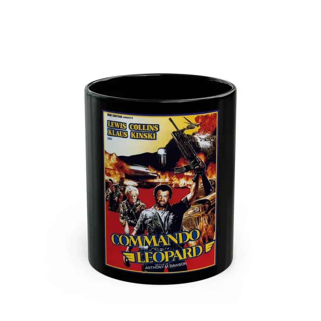 COMMANDO LEOPARD 1985 Movie Poster - Black Coffee Mug 11oz - Go Mug Yourself