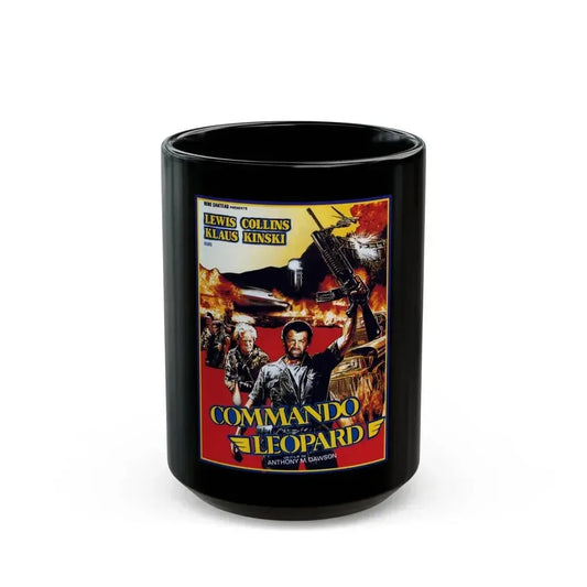 COMMANDO LEOPARD 1985 Movie Poster - Black Coffee Mug 15oz - Go Mug Yourself