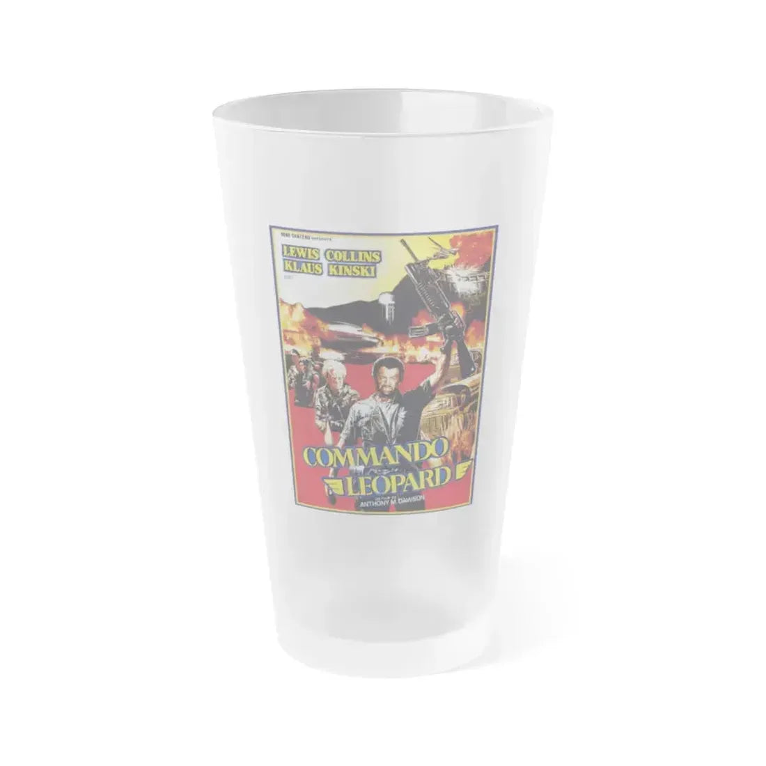 COMMANDO LEOPARD 1985 Movie Poster - Frosted Pint Glass 16oz 16oz Frosted - Go Mug Yourself