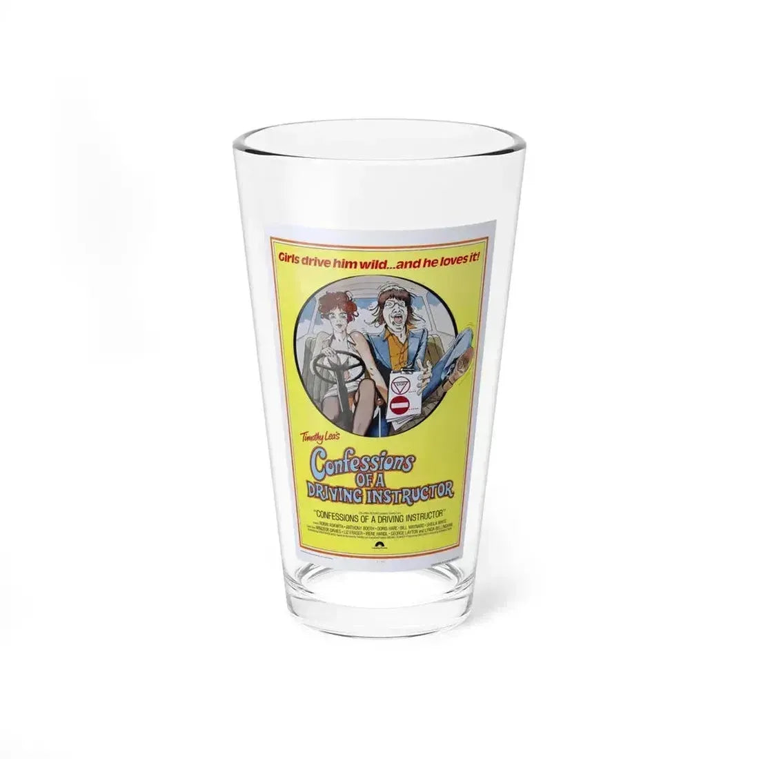 CONFESSIONS OF A DRIVING INSTRUCTOR 1976 Movie Poster - Pint Glass 16oz 16oz - Go Mug Yourself