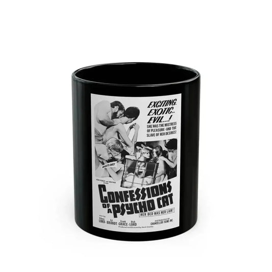CONFESSIONS OF A PSYCHO CAT 1968 Movie Poster - Black Coffee Mug 11oz - Go Mug Yourself