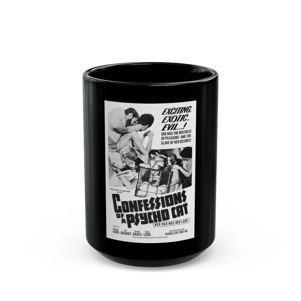 CONFESSIONS OF A PSYCHO CAT 1968 Movie Poster - Black Coffee Mug-15oz-Go Mug Yourself
