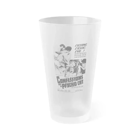 CONFESSIONS OF A PSYCHO CAT 1968 Movie Poster - Frosted Pint Glass 16oz 16oz Frosted - Go Mug Yourself