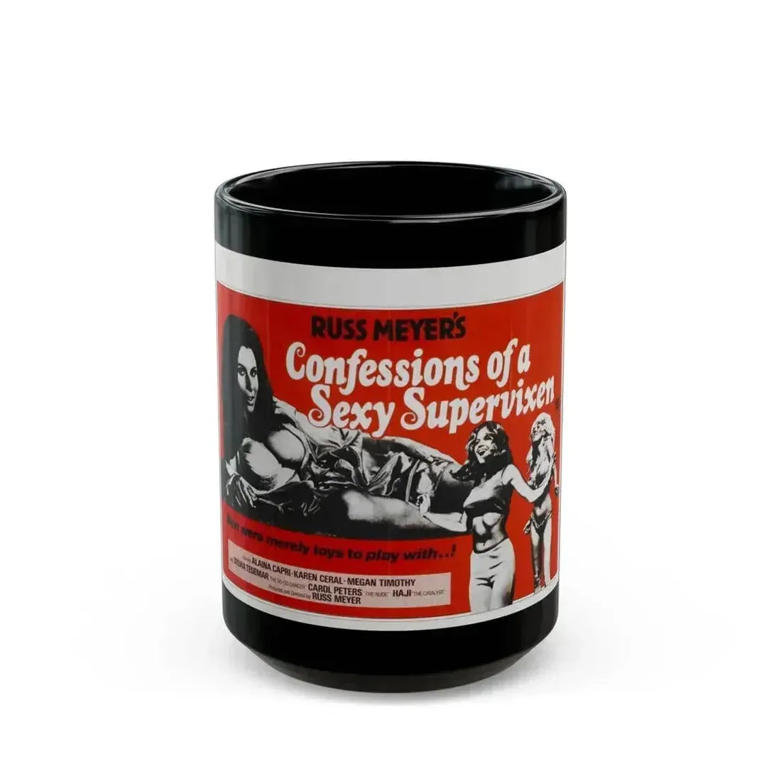 CONFESSIONS OF A SEXY SUPERVIXEN 1967 Movie Poster - Black Coffee Mug 15oz - Go Mug Yourself