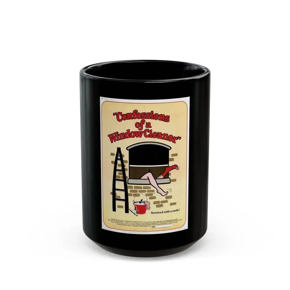 CONFESSIONS OF A WINDOW CLEANER 1974 Movie Poster - Black Coffee Mug 15oz - Go Mug Yourself