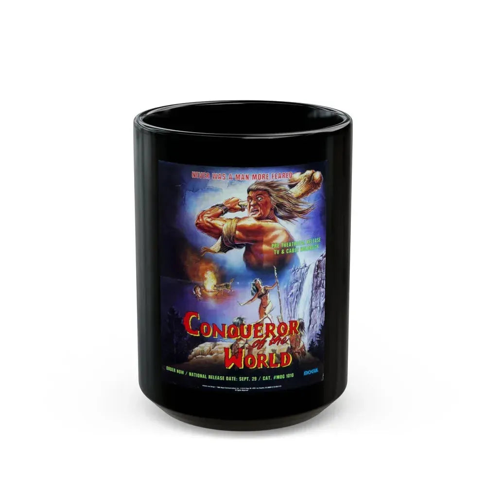 CONQUERER OF THE WORLD 1983 Movie Poster - Black Coffee Mug 15oz - Go Mug Yourself