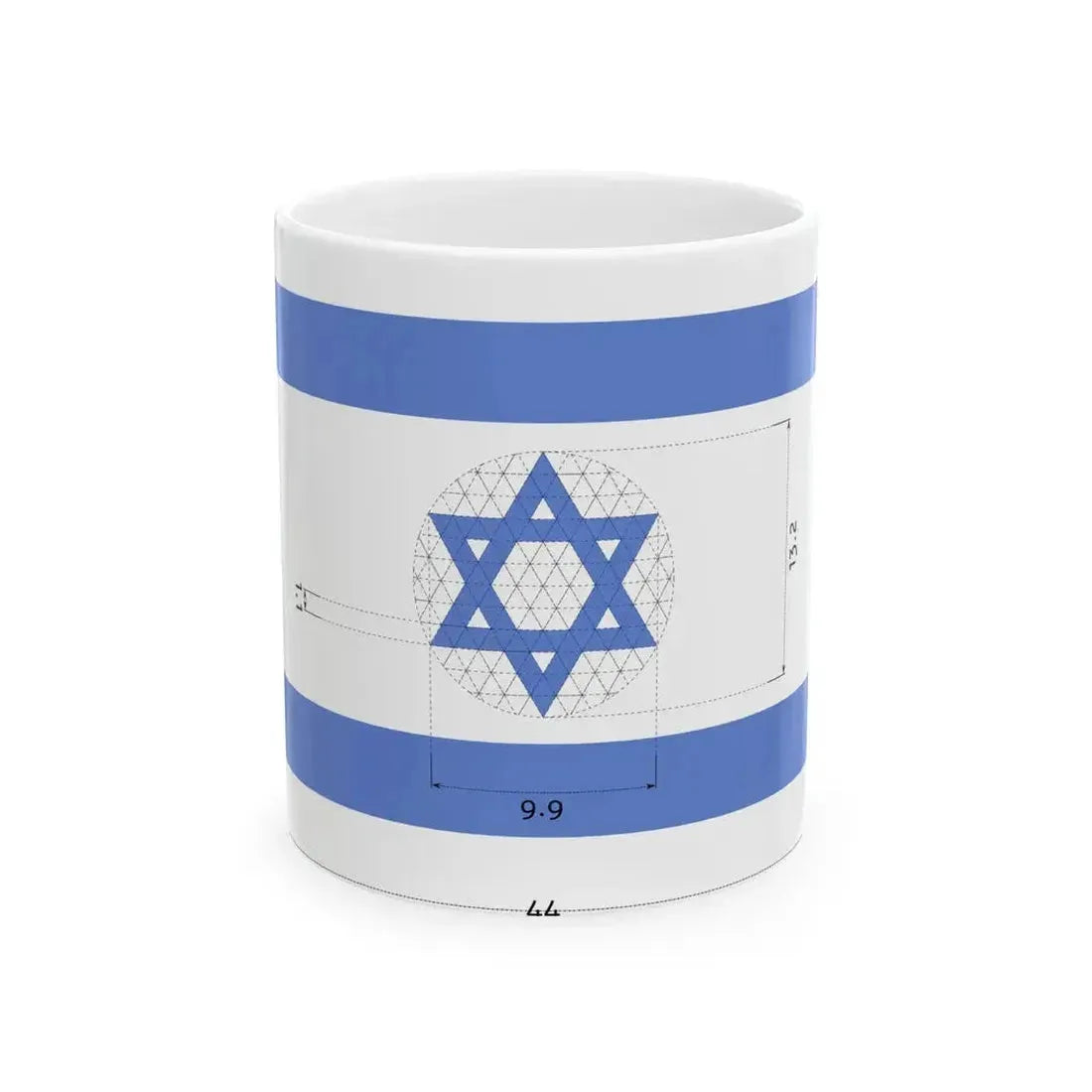 Construction sheet of Flag of Israel Equilateral Magen David (Israel) White Coffee Mug 11oz - Go Mug Yourself
