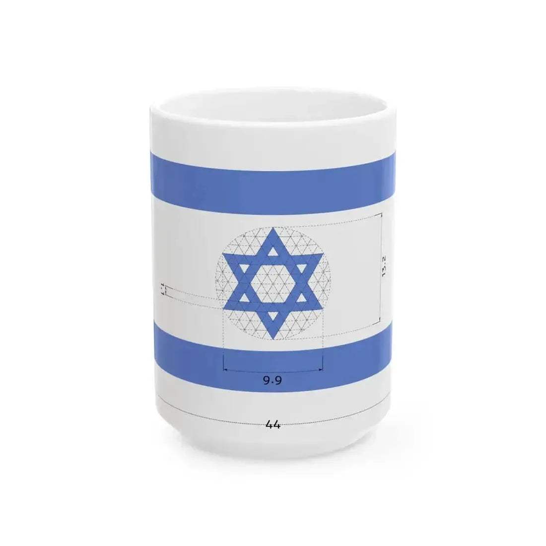 Construction sheet of Flag of Israel Equilateral Magen David (Israel) White Coffee Mug 15oz - Go Mug Yourself