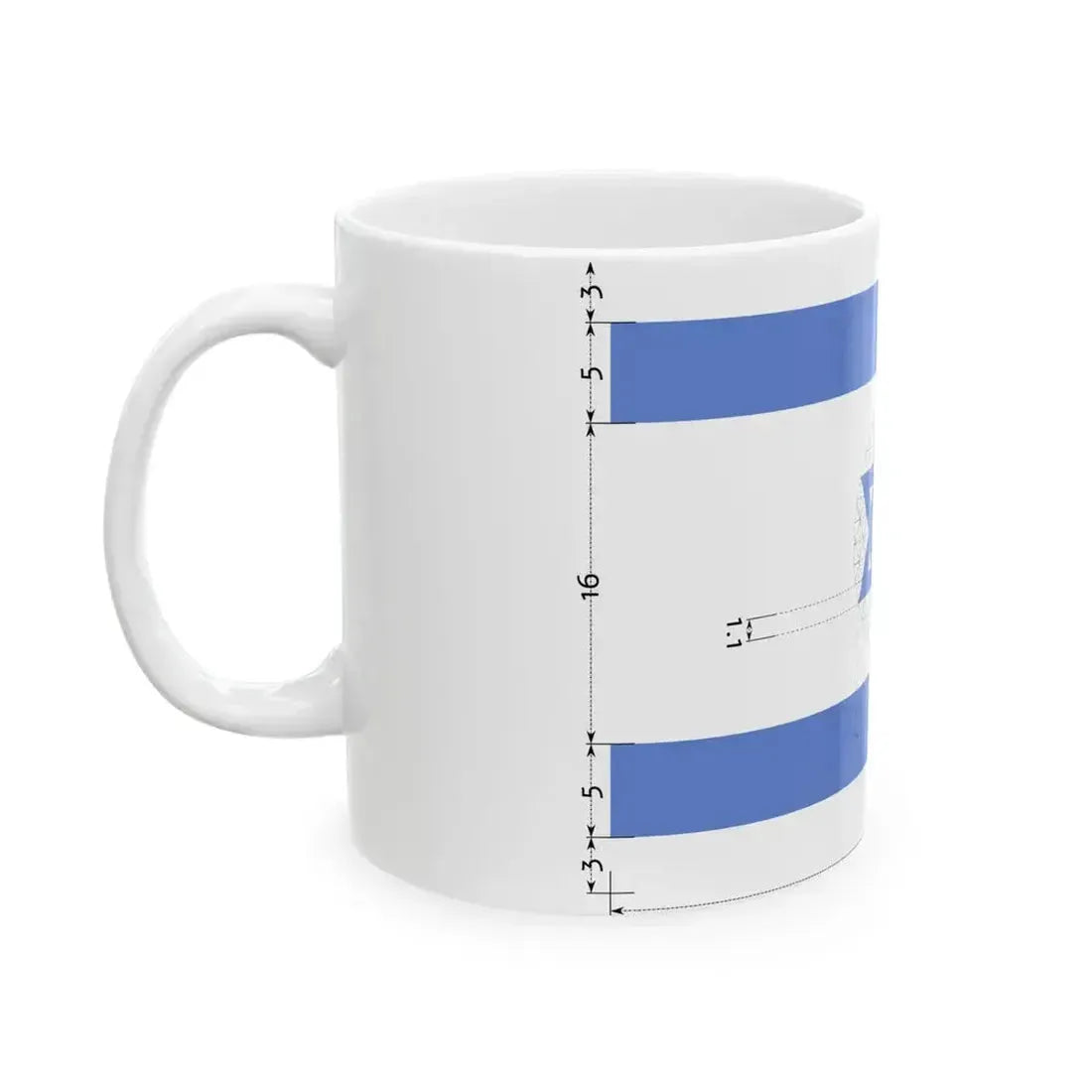 Construction sheet of Flag of Israel Equilateral Magen David (Israel) White Coffee Mug - Go Mug Yourself