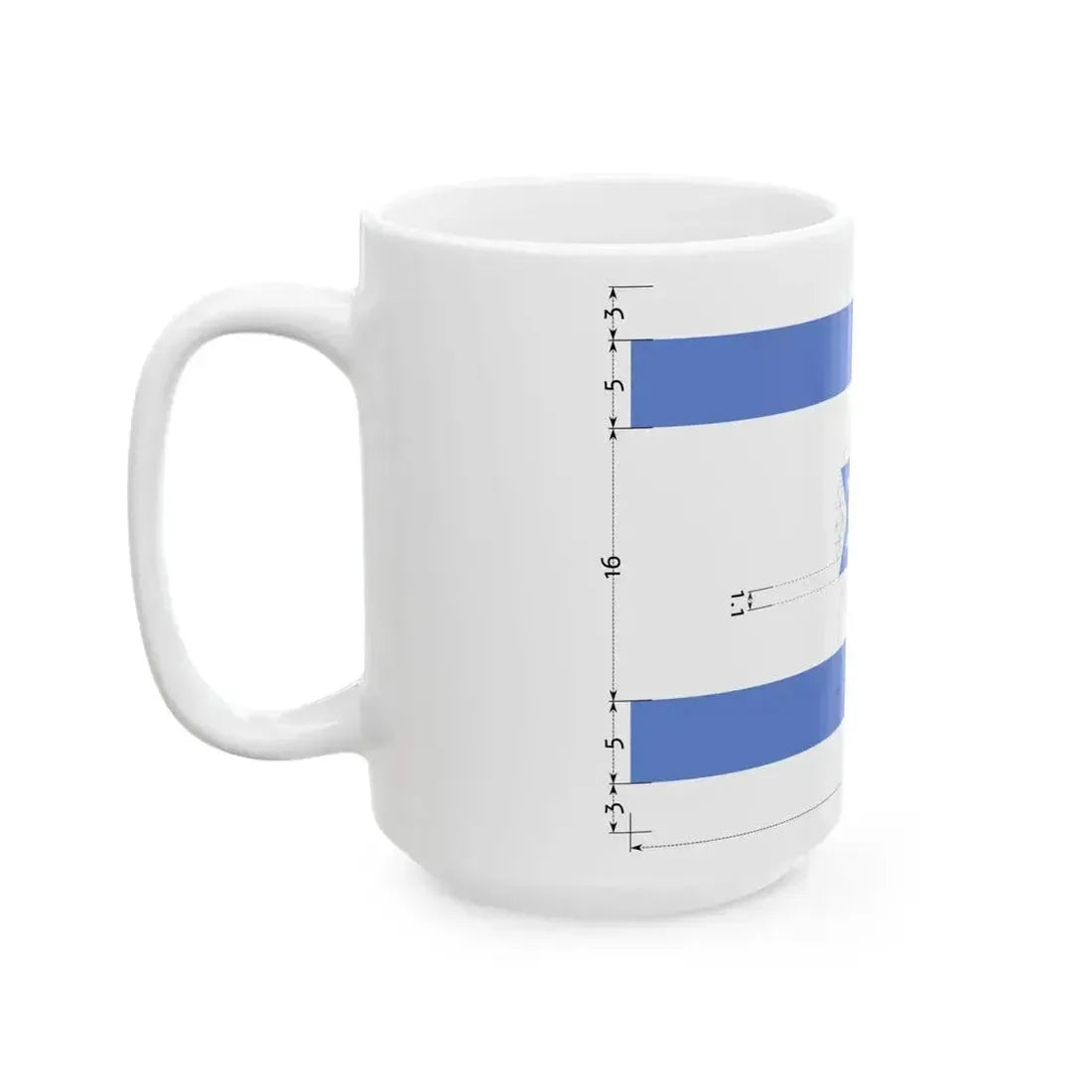 Construction sheet of Flag of Israel Equilateral Magen David (Israel) White Coffee Mug - Go Mug Yourself