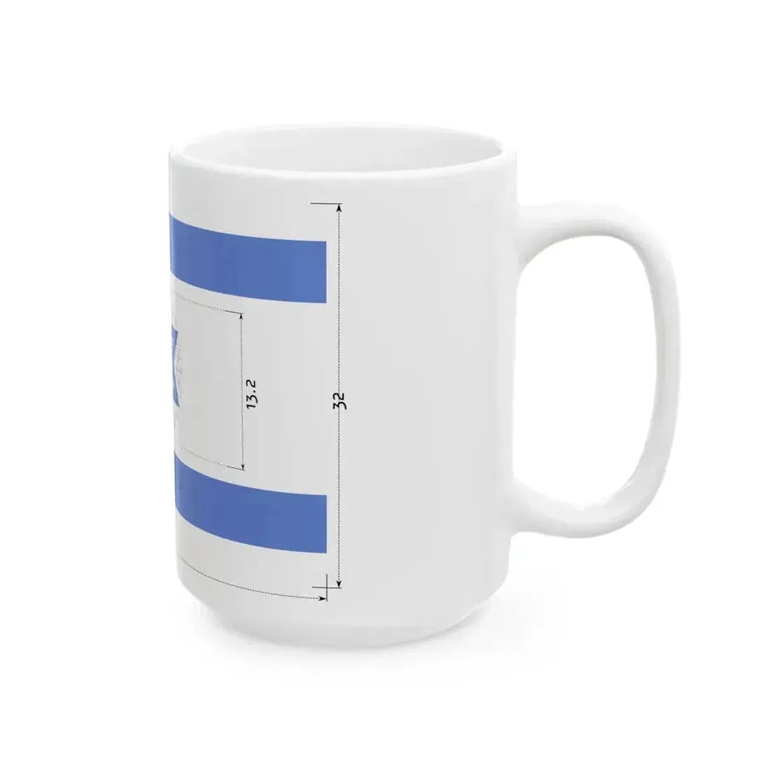 Construction sheet of Flag of Israel Equilateral Magen David (Israel) White Coffee Mug - Go Mug Yourself