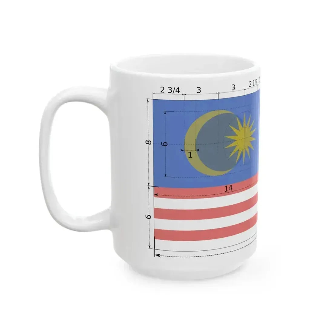 Construction sheet of Flag of Malaysia (Malaysia) White Coffee Mug - Go Mug Yourself