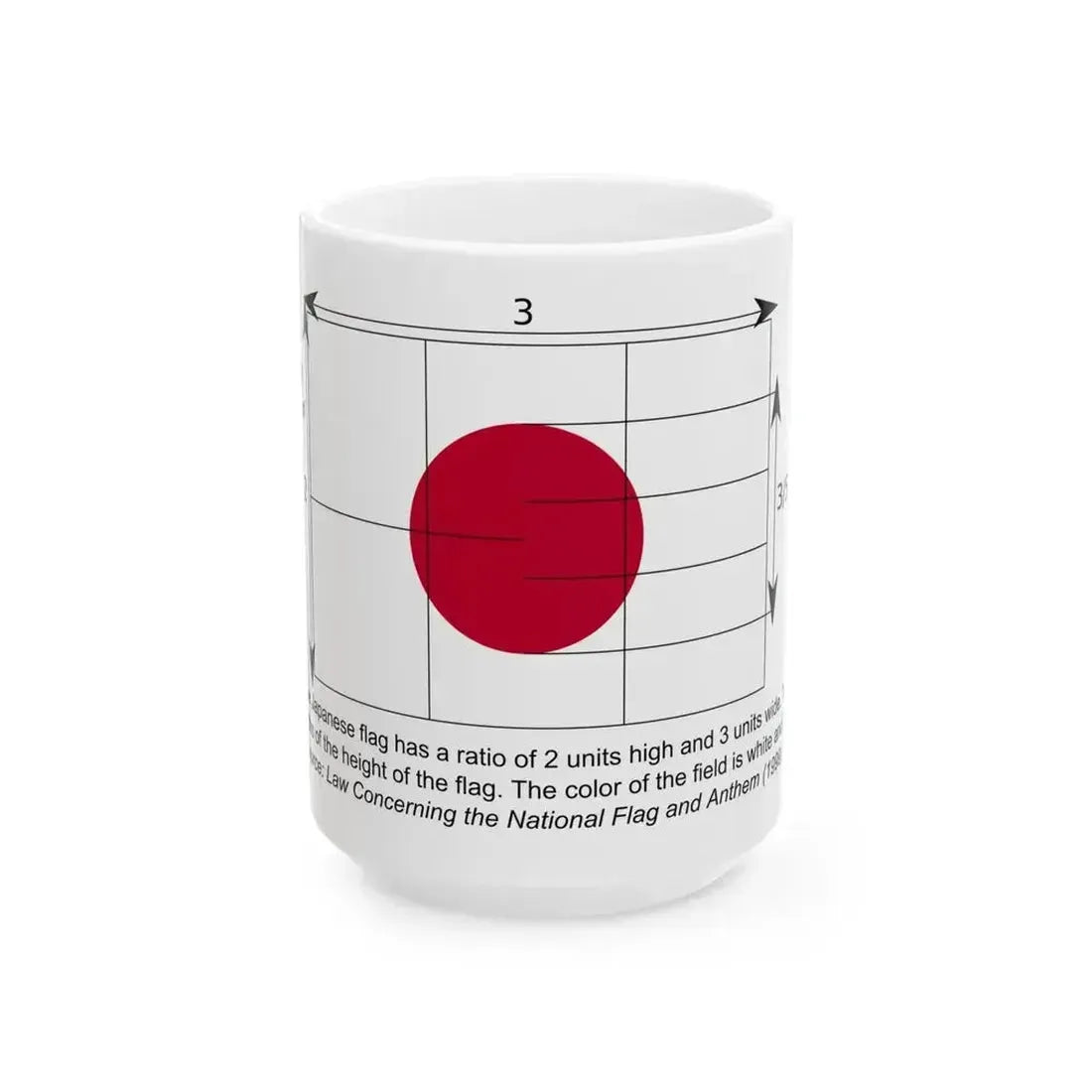 Construction sheet of the Japanese flag EN (Japan) White Coffee Mug 15oz - Go Mug Yourself