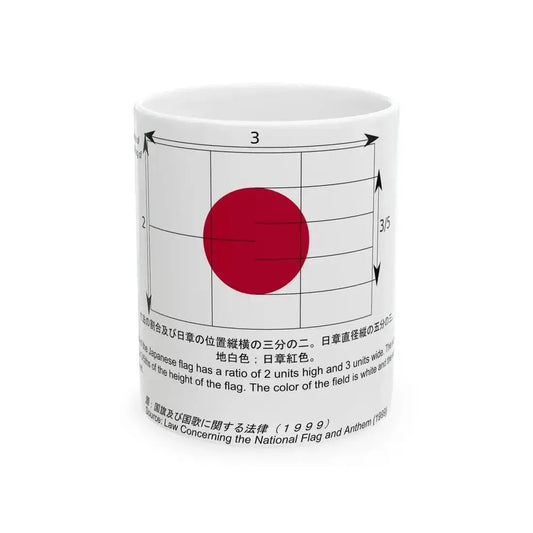 Construction sheet of the Japanese flag (Japan) White Coffee Mug 11oz - Go Mug Yourself