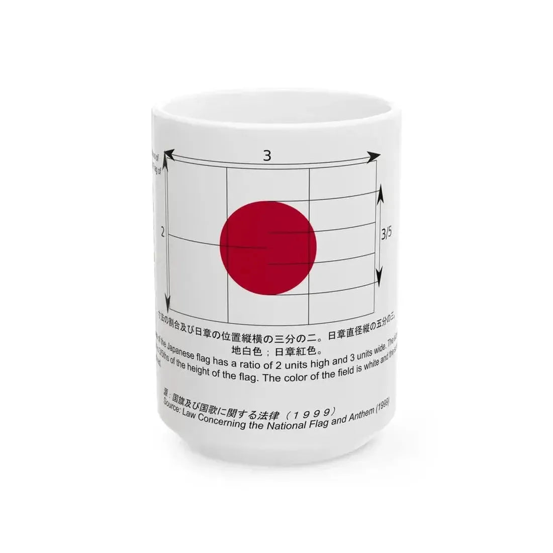 Construction sheet of the Japanese flag (Japan) White Coffee Mug 15oz - Go Mug Yourself