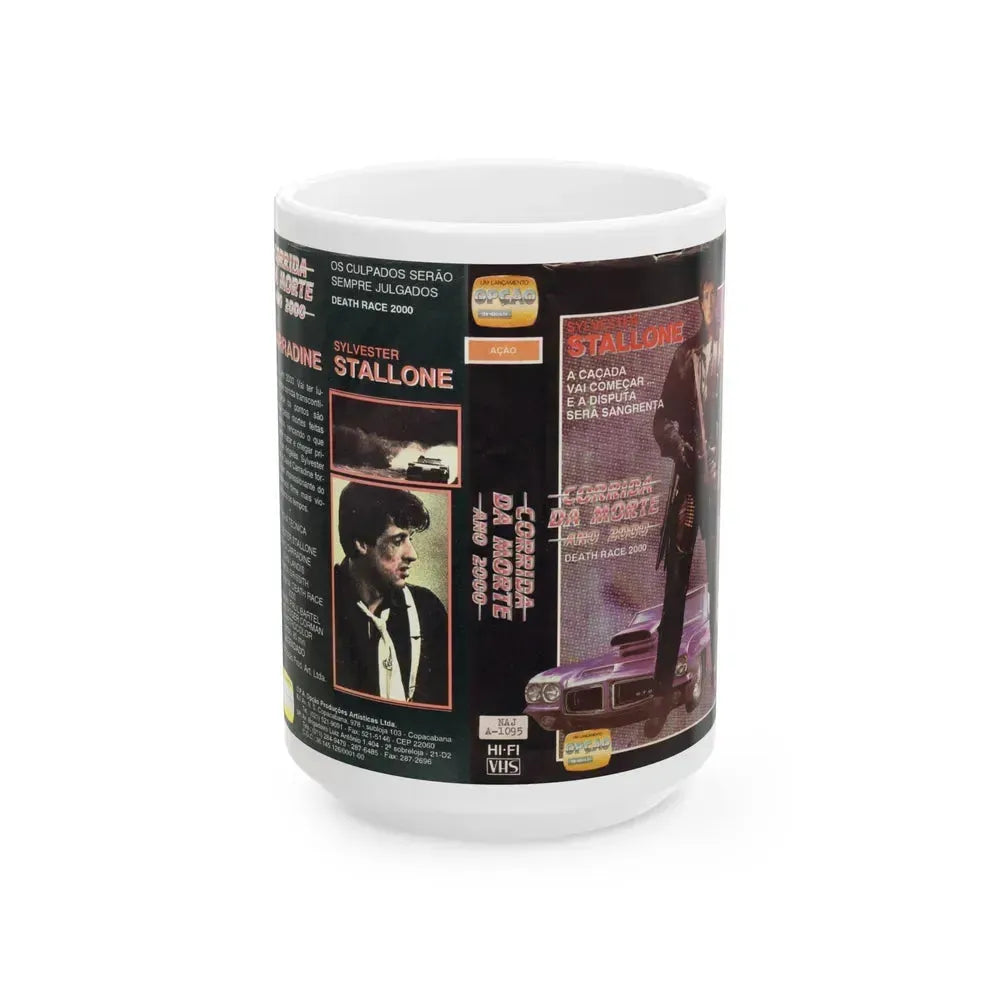 CORRIDA DA MORTE ANO 2000 AKA DEATH RACE 2000 (VHS COVER) - White Coffee Mug 15oz - Go Mug Yourself