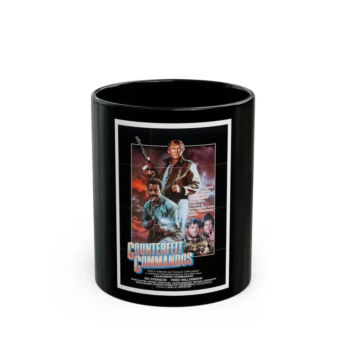 COUNTERFEIT COMMANDOS (THE INGLORIOUS BASTARDS) 1978 Movie Poster - Black Coffee Mug 11oz - Go Mug Yourself