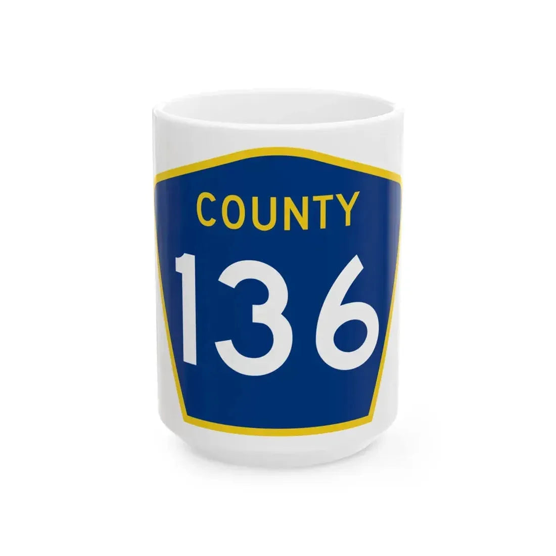 County 136 MN (Minnesota) (Road Sign) White Coffee Mug 15oz - Go Mug Yourself