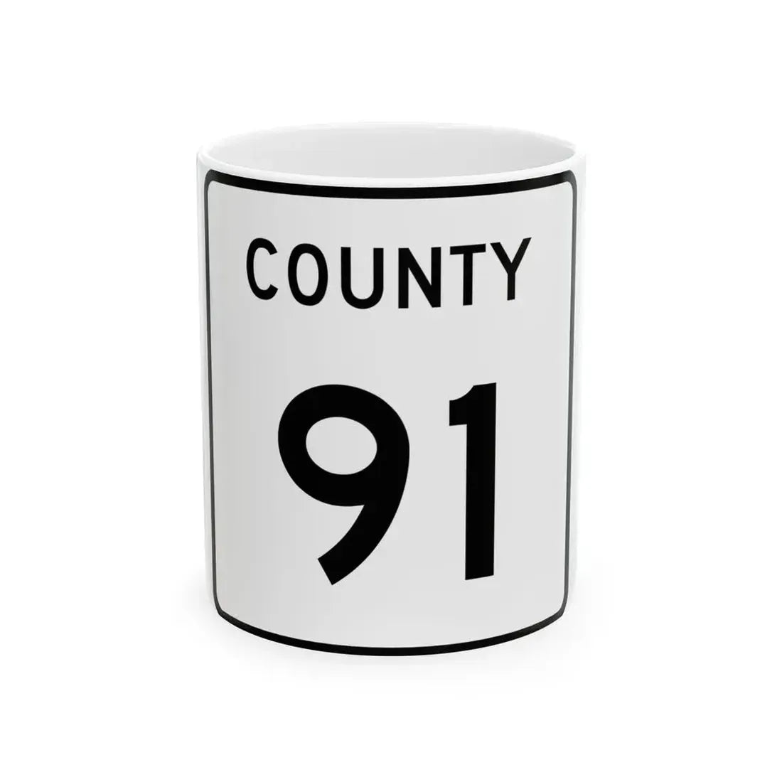County 91 square (Minnesota) (Road Sign) White Coffee Mug 11oz - Go Mug Yourself