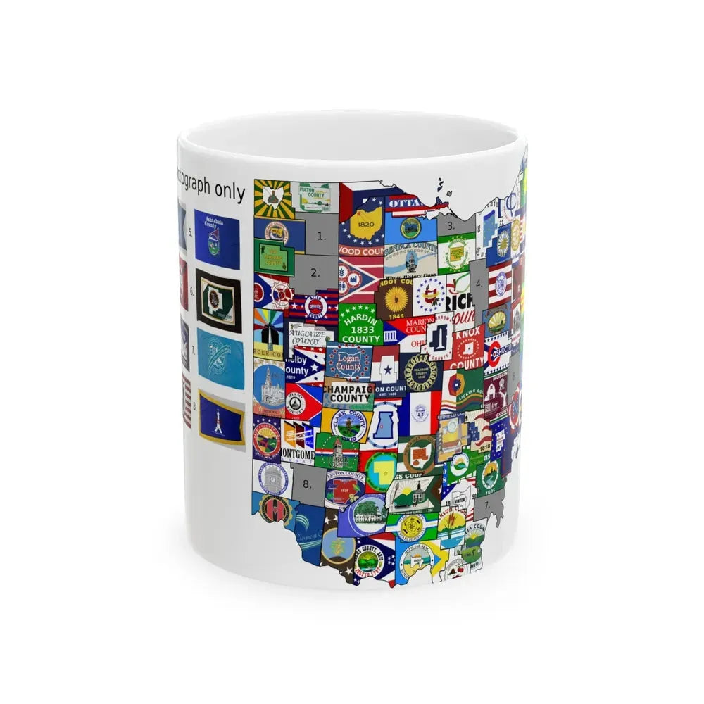 County Flag Map of Ohio (United States) White Coffee Mug 11oz - Go Mug Yourself