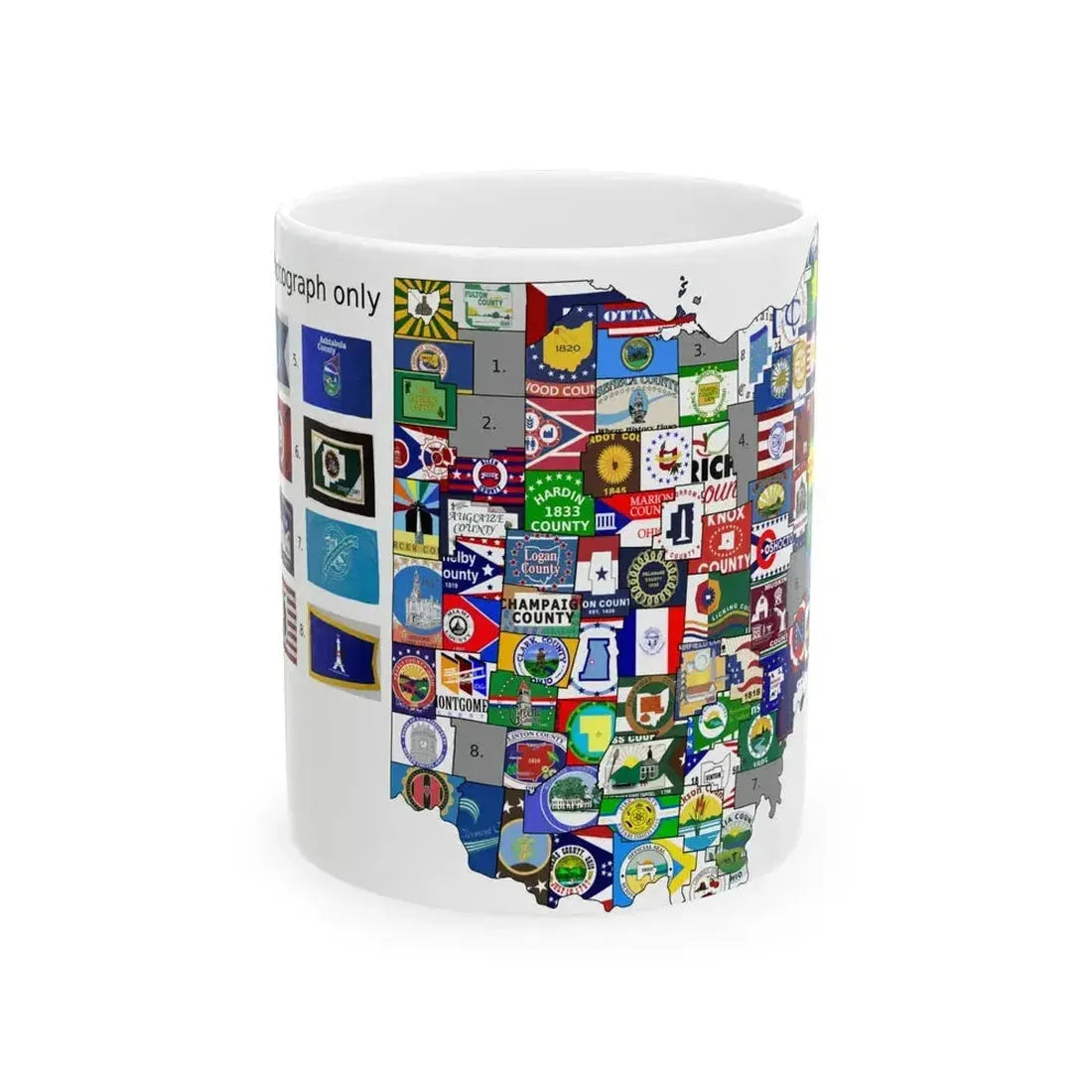County Flag Map of Ohio (United States) White Coffee Mug 11oz - Go Mug Yourself