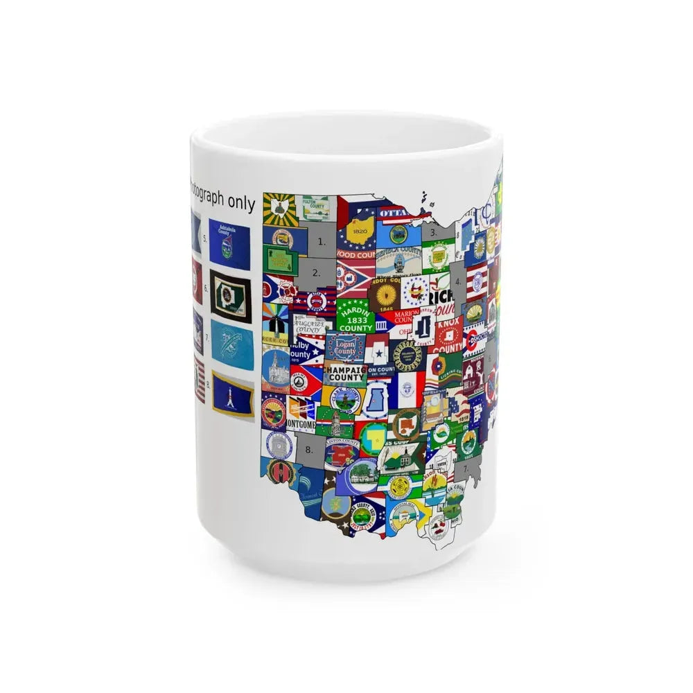 County Flag Map of Ohio (United States) White Coffee Mug 15oz - Go Mug Yourself