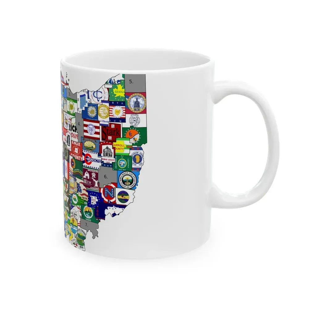 County Flag Map of Ohio (United States) White Coffee Mug - Go Mug Yourself
