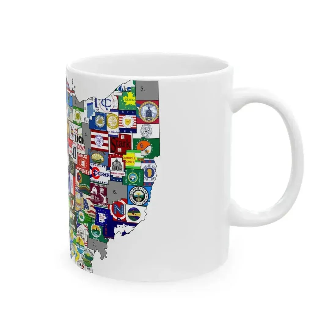 County Flag Map of Ohio (United States) White Coffee Mug - Go Mug Yourself