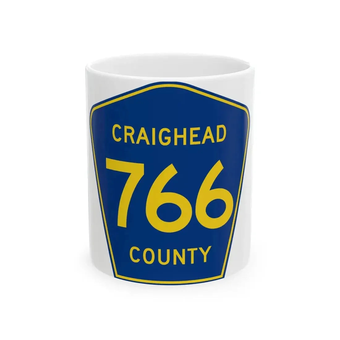 Craighead County Route 766 AR (Arkansas) (Road Sign) White Coffee Mug 11oz - Go Mug Yourself