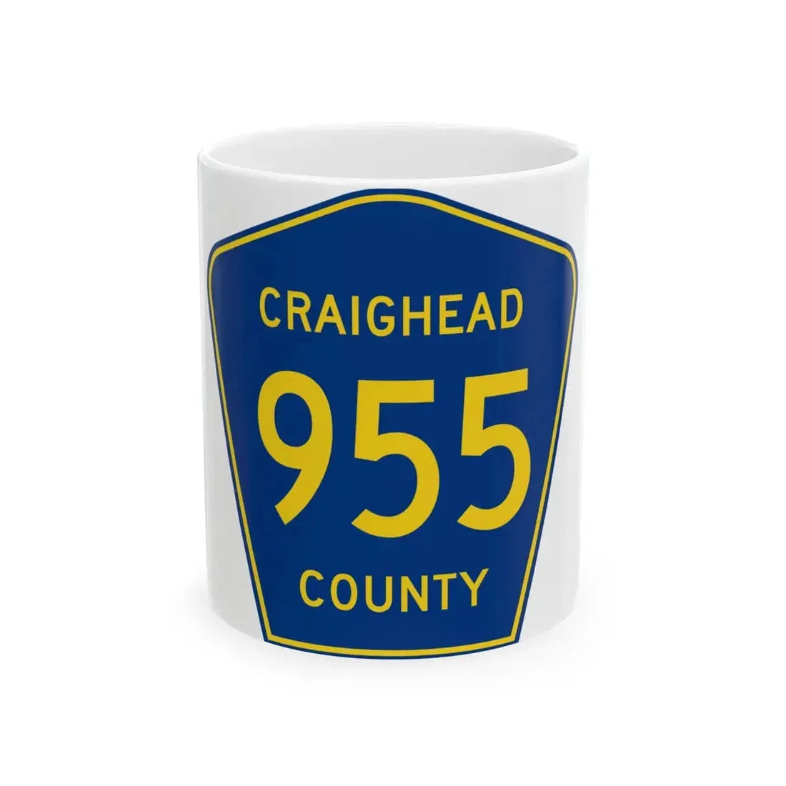 Craighead County Route 955 AR (Arkansas) (Road Sign) White Coffee Mug 11oz - Go Mug Yourself