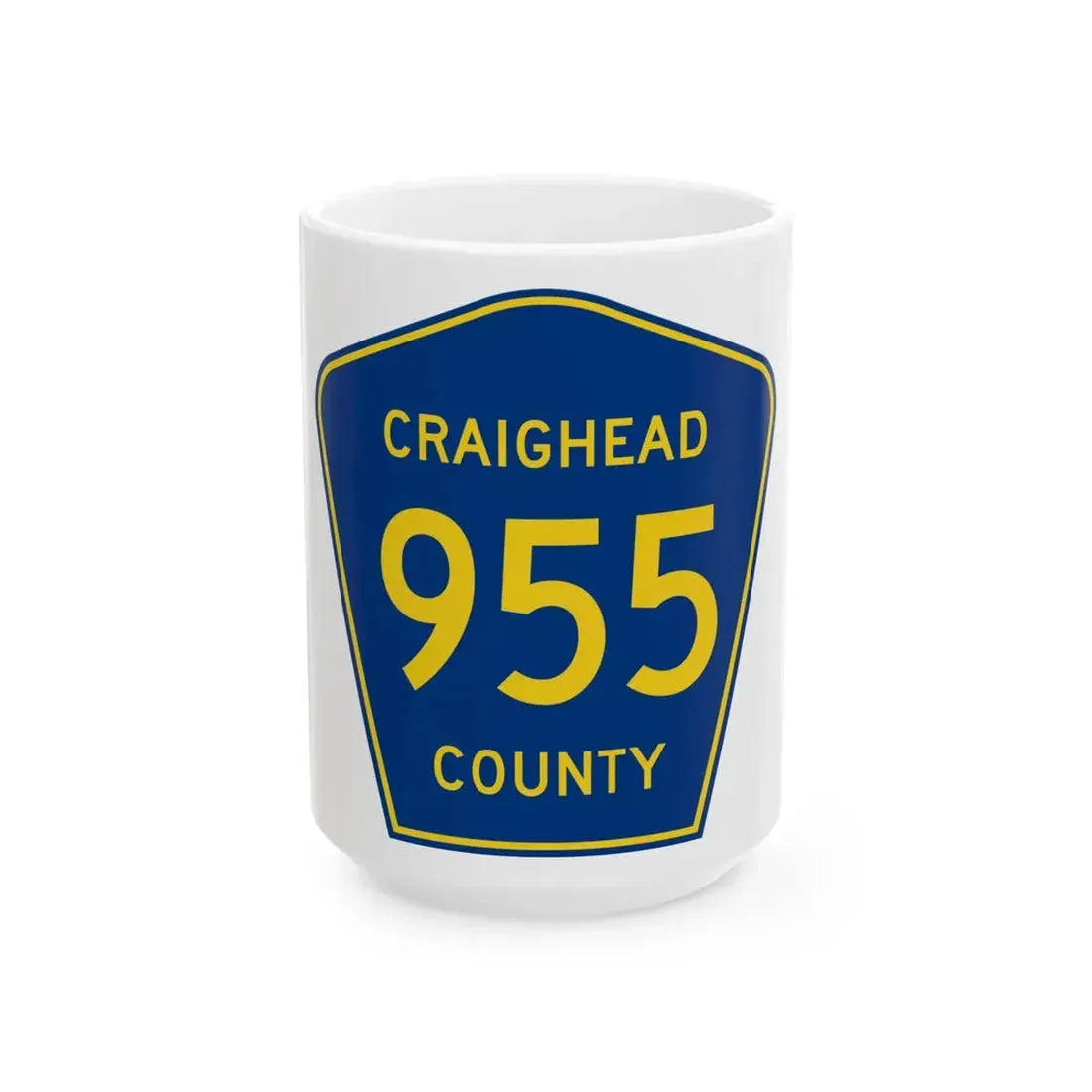 Craighead County Route 955 AR (Arkansas) (Road Sign) White Coffee Mug 15oz - Go Mug Yourself
