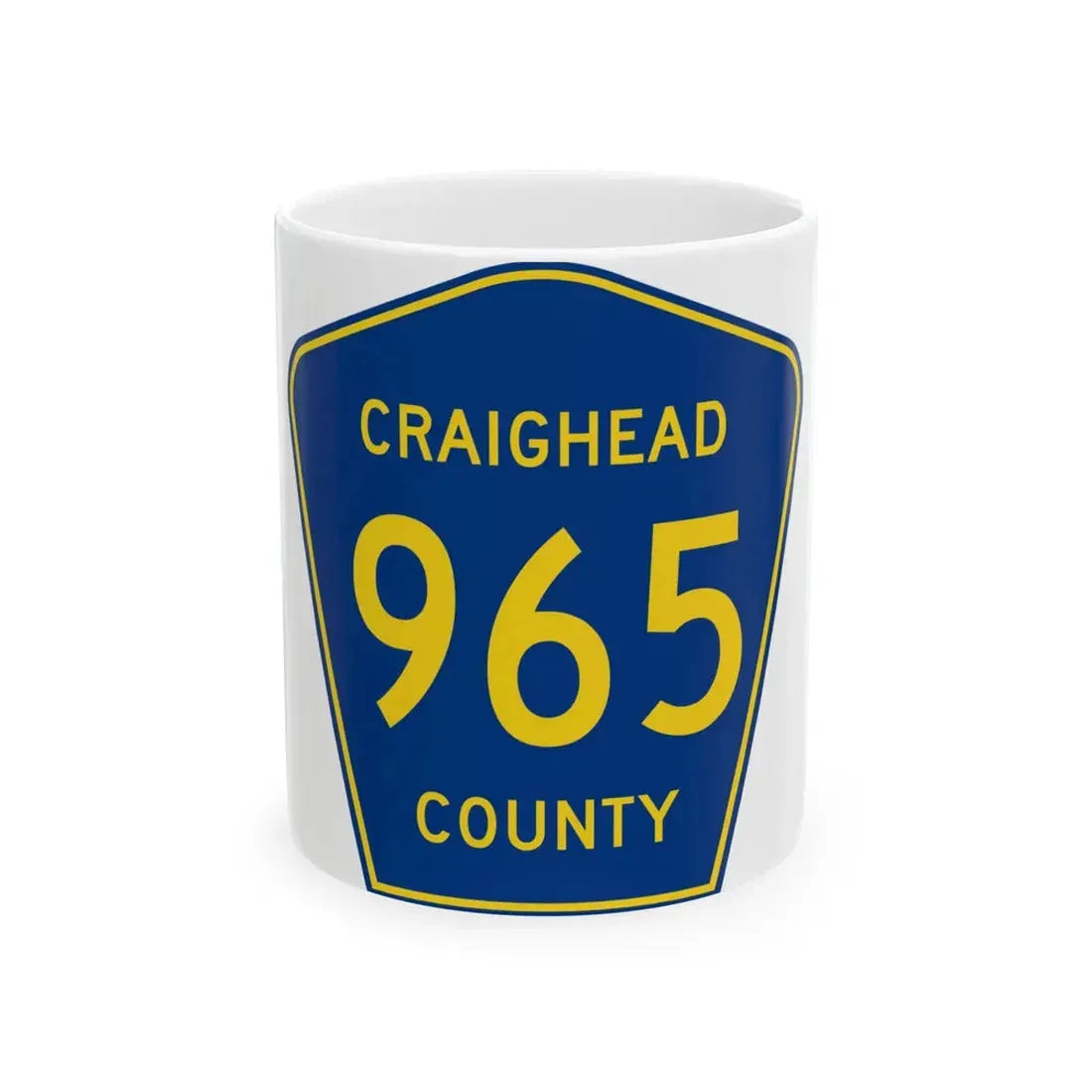 Craighead County Route 965 AR (Arkansas) (Road Sign) White Coffee Mug 11oz - Go Mug Yourself