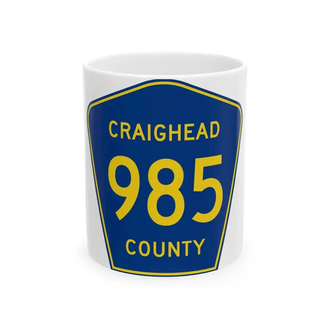 Craighead County Route 985 AR (Arkansas) (Road Sign) White Coffee Mug 11oz - Go Mug Yourself
